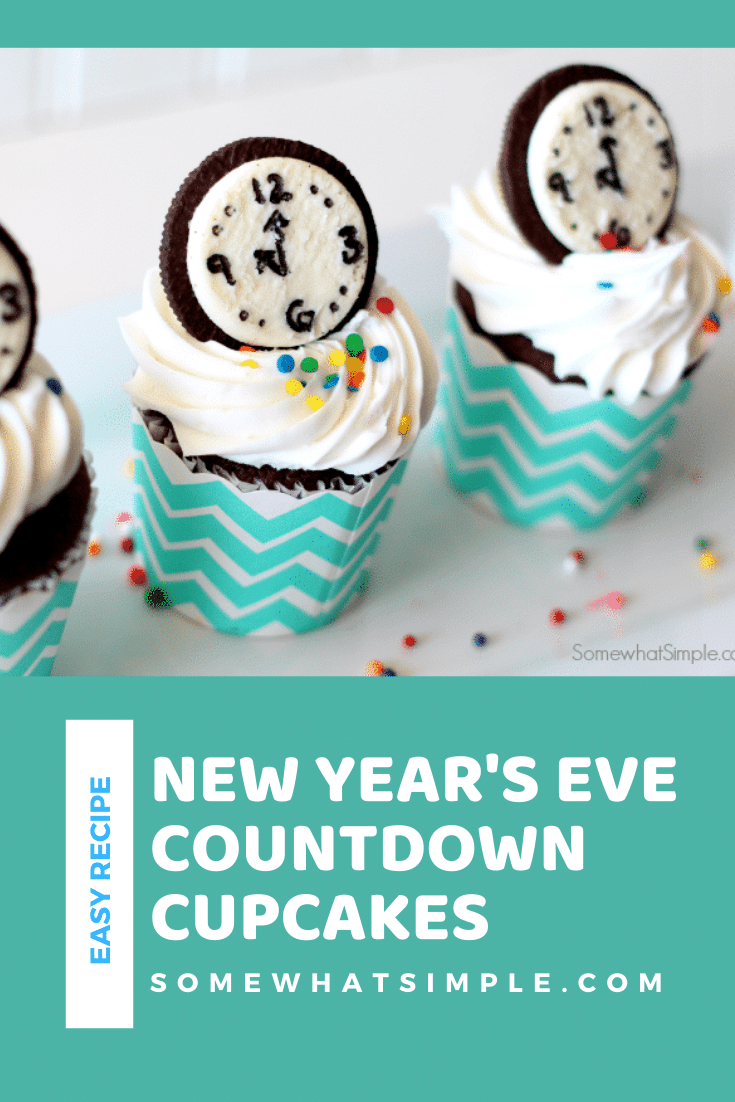 These new year's eve countdown cupcakes are a festive way to ring in the new year.  Made with everyone's favorite Oreo cookies, your party guests will absolutely love these cupcakes! These are the perfect dessert to serve on New Year's Eve. via @somewhatsimple