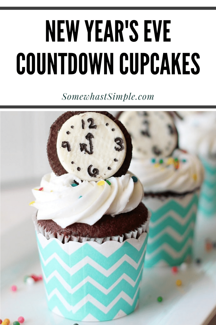 These new year's eve countdown cupcakes are a festive way to ring in the new year.  Made with everyone's favorite Oreo cookies, your party guests will absolutely love these cupcakes! These are the perfect dessert to serve on New Year's Eve. via @somewhatsimple