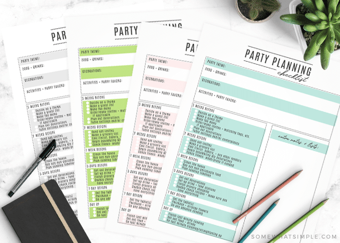 party planning printable fun checklist how to diy tips tricks hacks easy simple helpful blank fillable free download color colorful pastel black and white