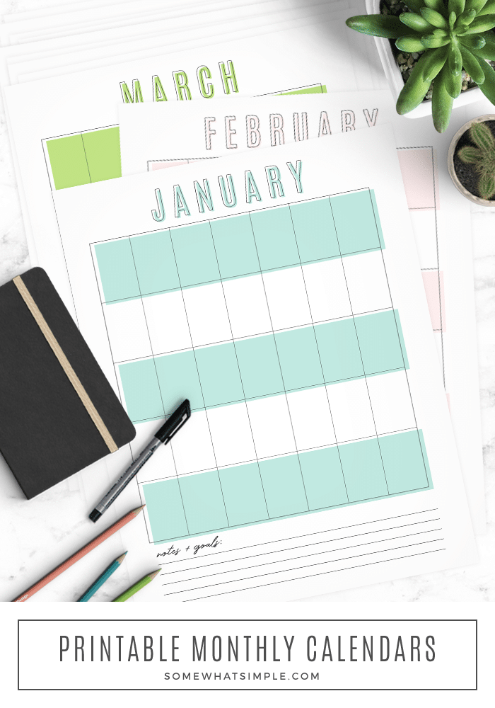 Time to kick off the new year with a fresh start and new printable calendar! Our free calendar template has a simple design that fits perfectly in a notebook, so you can start off the new year fashionably organized! #freeprintablecalendar #freecalendarpdftemplate #freeprintablecalendartemplate #freecalendar #printablecalendar via @somewhatsimple