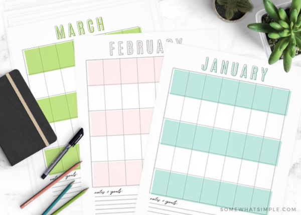 Free Printable Calendar Template (ANY Year) | Somewhat Simple