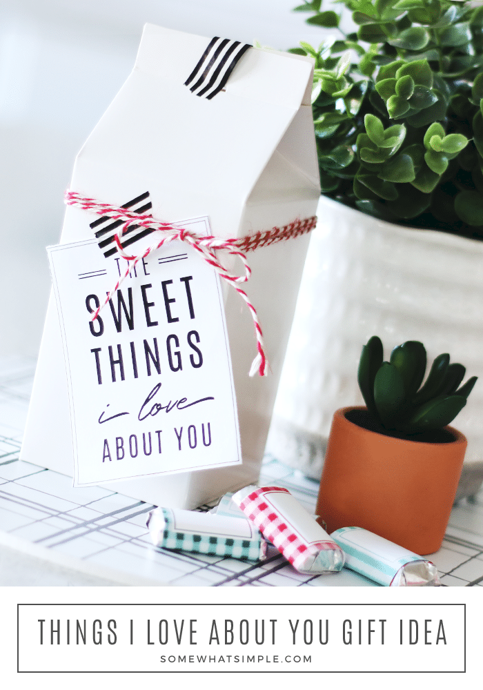 This chocolate Reasons Why I Love You gift idea is a creative way to tell someone all the things you love about them! via @somewhatsimple