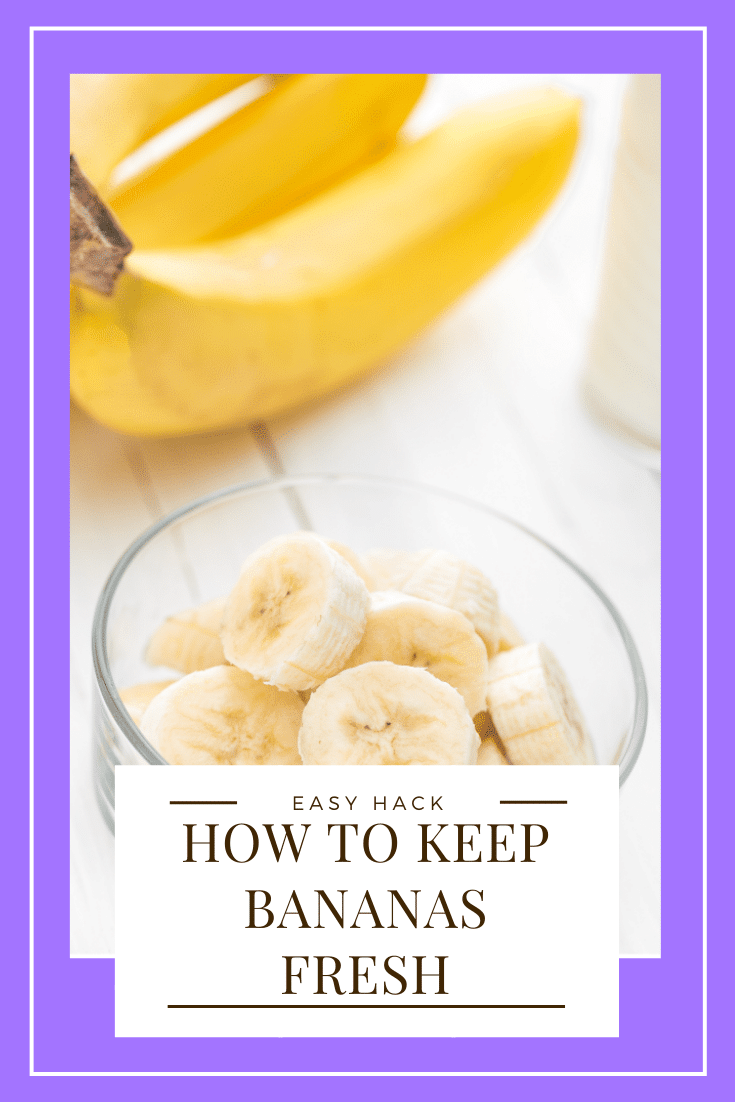 A simple tip on how to keep bananas fresh longer that really works! This simple kitchen hack is super easy and can help keep your bananas from getting too ripe before you use them. #howtokeepbananasfresh #keepbananasfreshlonger #keepingbananasfreshlonger #howtokeepbananasfresh #freshbananashack via @somewhatsimple