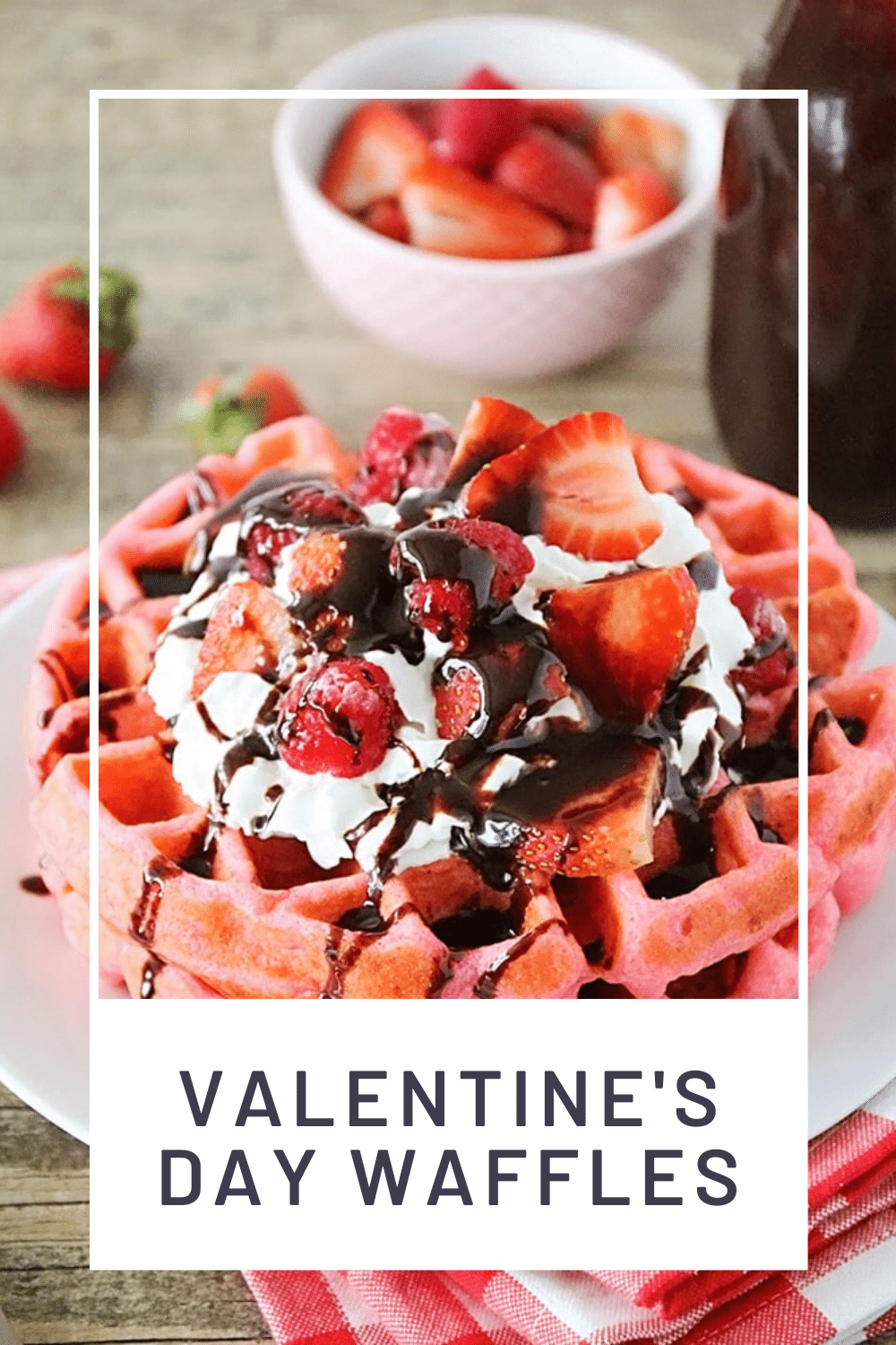 These pink velvet waffles are so fun for Valentine's Day, and so quick and easy to make! Who would love a delicious pink waffle to celebrate any romantic occasion. These waffles turn out soft and fluffy every time! via @somewhatsimple