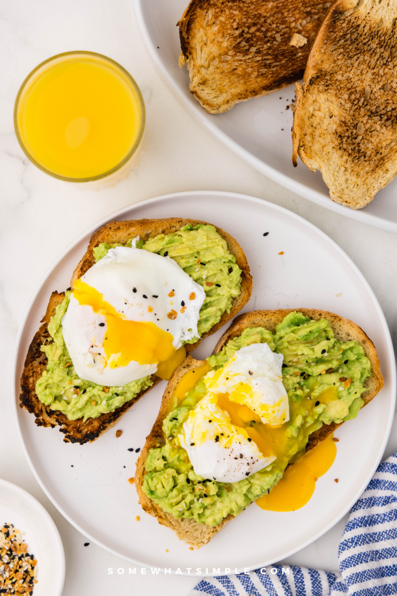 long image of Poached Eggs on two pieces of toast