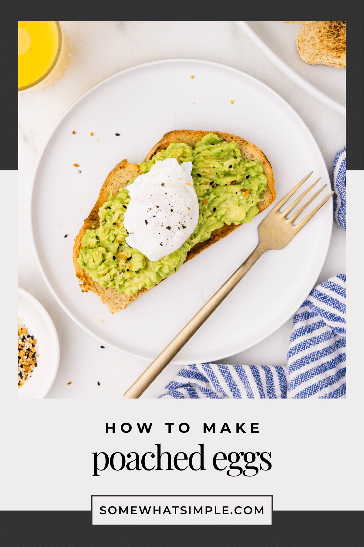 Learn how to make perfect poached eggs three easy ways—on the stovetop, in the microwave, and in the oven. Simple, healthy, and delicious every time! via @somewhatsimple