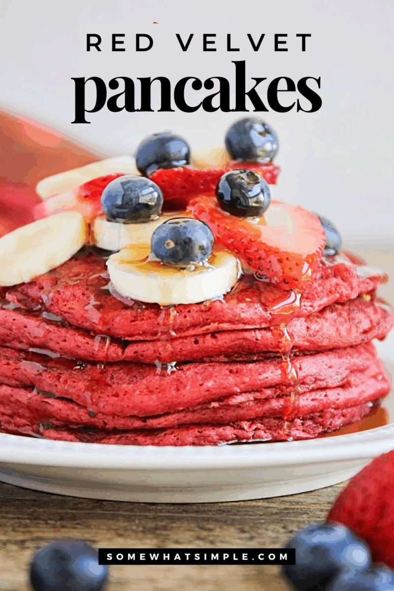 plated Red Velvet Pancakes