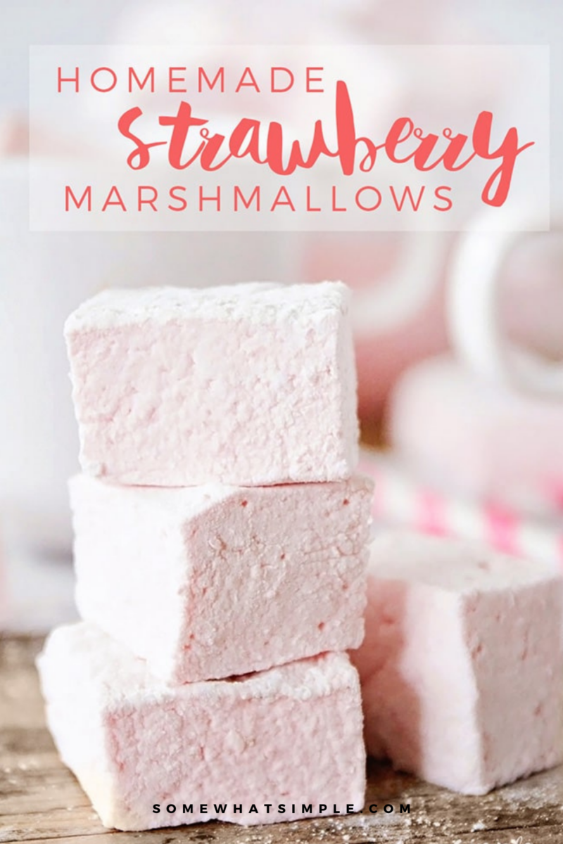 a stack of homemade Strawberry Marshmallows