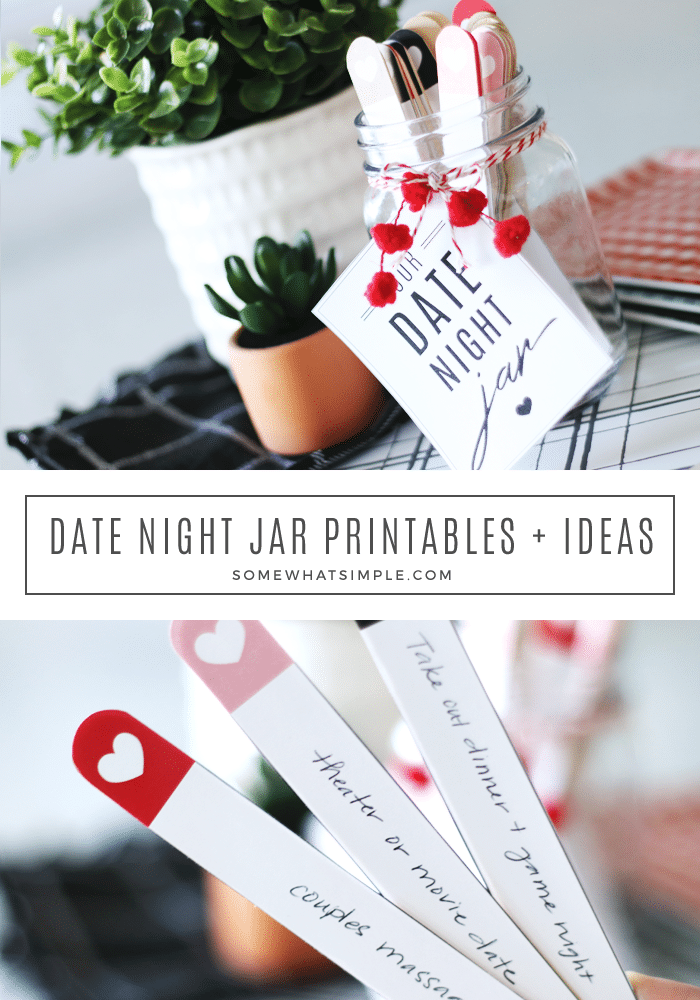 This date night jar is a fun and easy way to come up with new date night ideas! #DateNight #dates #dateidea #creativedates via @somewhatsimple