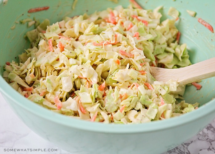 a bowl of homemade coleslaw