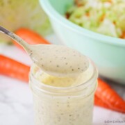 easy coleslaw dressing in a glass jar