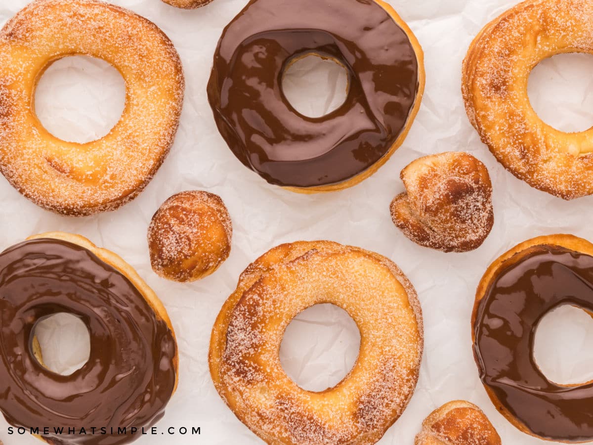 glazed and sugared homemade donuts