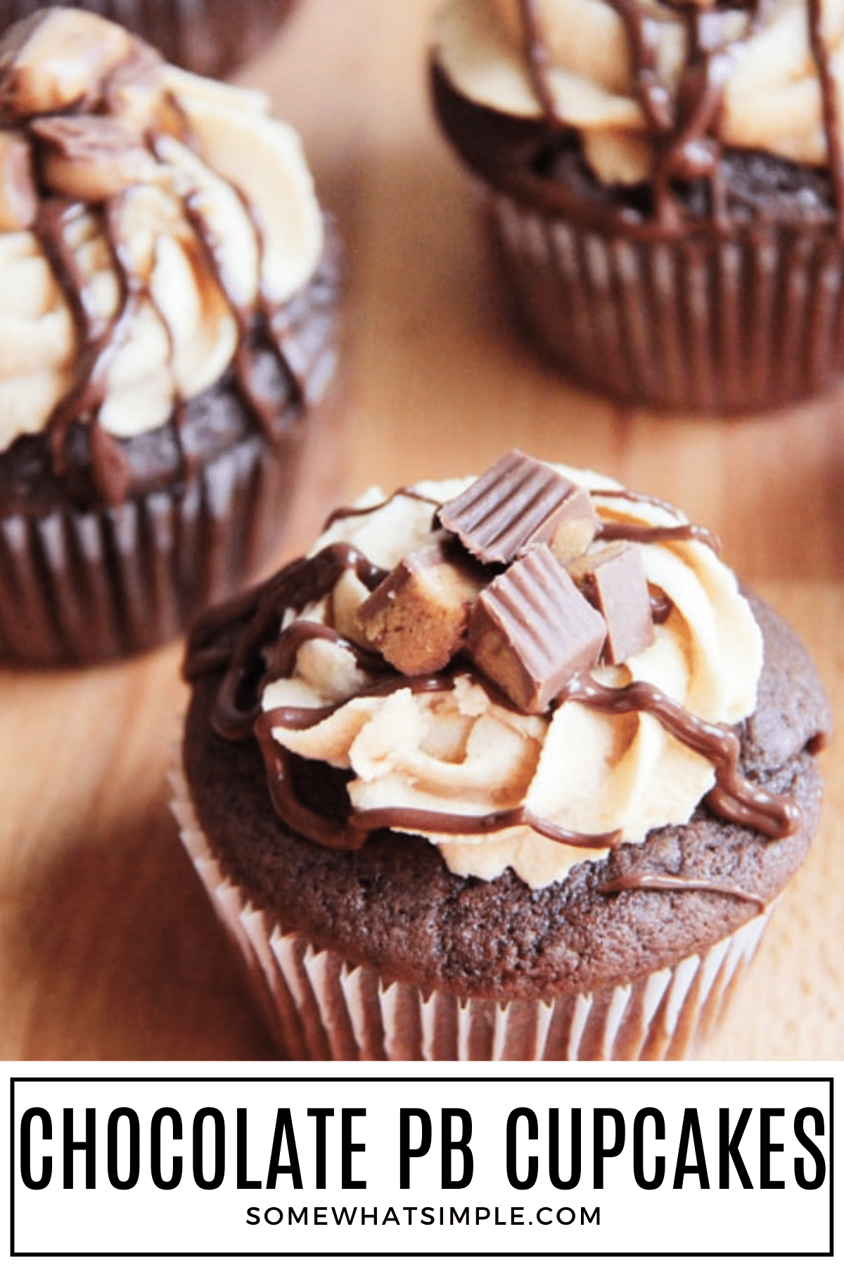 If you love Reese’s, these chocolate peanut butter cupcakes are calling your name—rich, fluffy, and ridiculously easy to make. via @somewhatsimple