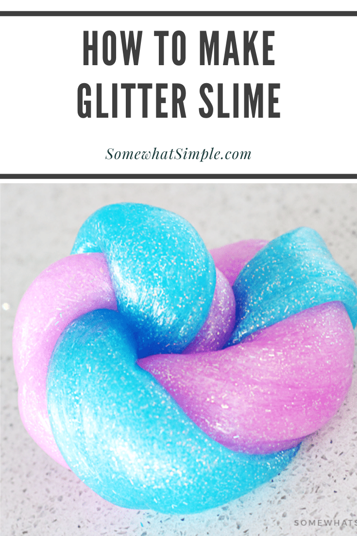 Three ingredients, no cleaning chemicals, and no food coloring! Here is how to make slime that is safe for kids and a ton of fun!!! #slime #slimerecipe #easyslimerecipe #slimevideo #howtomakeslime #glitterslime via @somewhatsimple