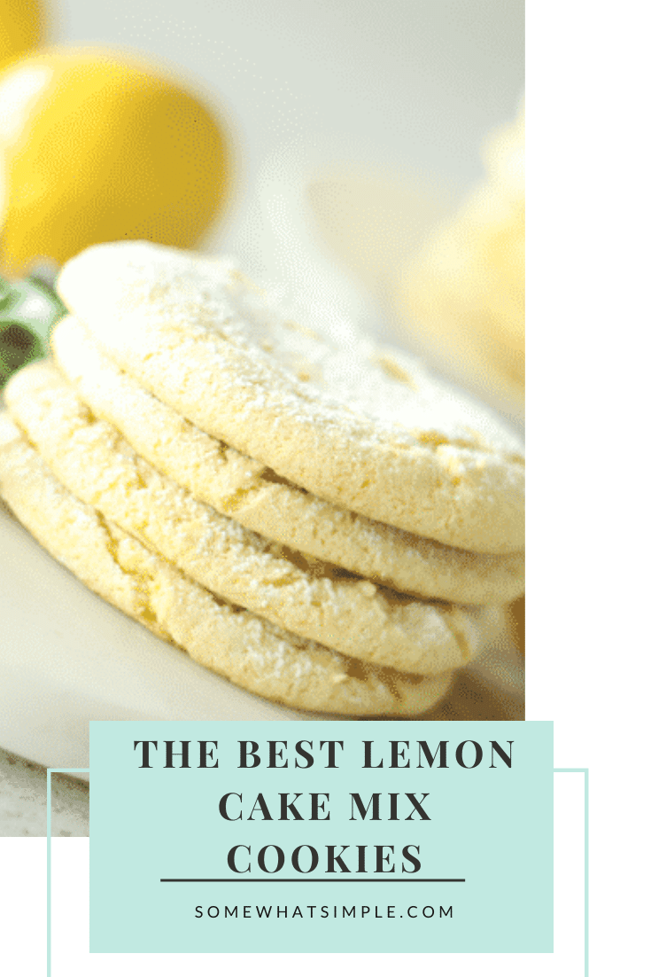 Lemon cake mix cookies are soft and chewy and only take 3 ingredients to make!  Not only do they taste amazing but they are simple to make. #cakemixcookies #lemoncakemixcookies #lemoncakemixcookieswithcoolwhip #duncanhineslemoncakemixcookies #3ingredientlemoncakemixcookies via @somewhatsimple