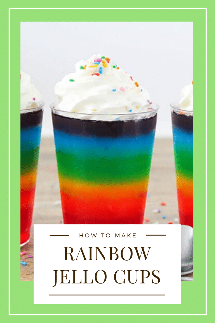 These layered rainbow jello cups are fun to make and even more fun to eat! They're a delicious after-school snack, and they'll make the perfect addition to your St. Patrick's Day celebrations! via @somewhatsimple