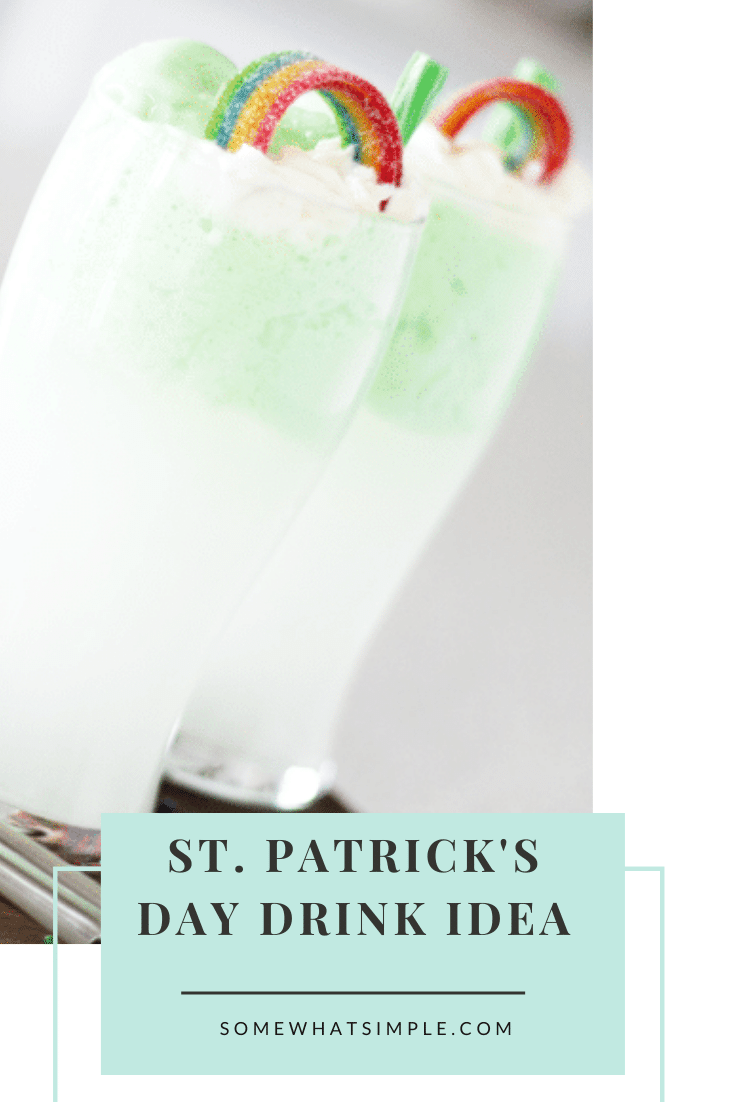 Shamrock floats are a fun and festive St. Patrick's Day drink recipe that everyone can enjoy.  It's easy to prepare, so you can make it at home or for a school party.  Filled with green sherbet, lemon lime soda and a special ingredient, you have to try this delicious green St. Patrick's Day drink. via @somewhatsimple