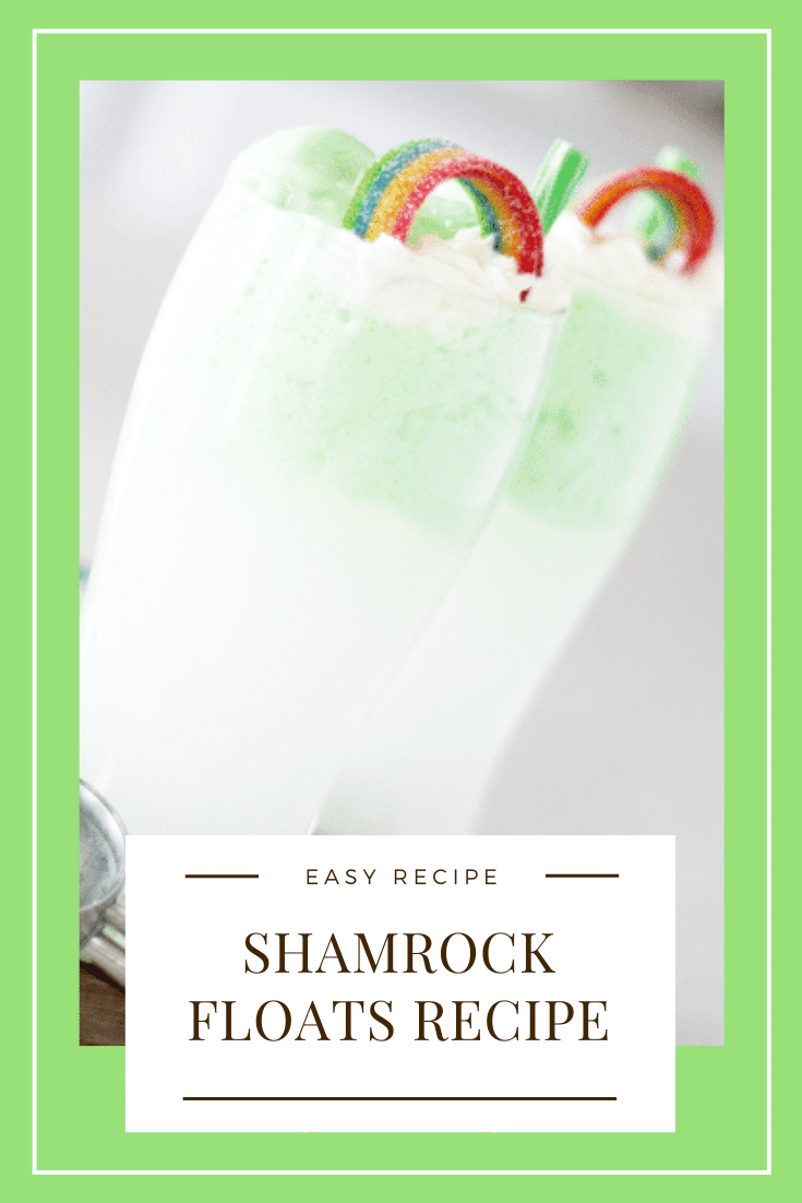 Shamrock floats are a fun and festive St. Patrick's Day drink recipe that everyone can enjoy.  It's easy to prepare, so you can make it at home or for a school party.  Filled with green sherbet, lemon lime soda and a special ingredient, you have to try this delicious green St. Patrick's Day drink. via @somewhatsimple