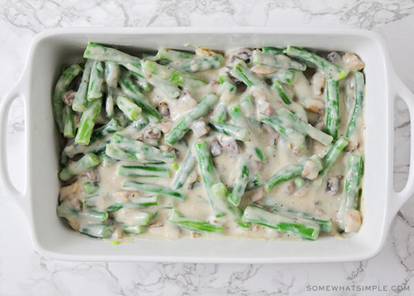 green beans covered in mushroom soup