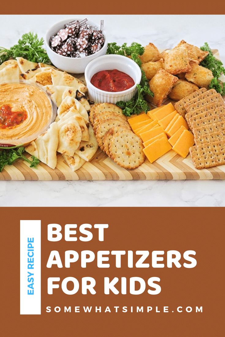 This delicious and easy to assemble appetizer board is packed full of the best appetizers for kids! These appetizers are perfect to serve during the holidays or for the big game. You're guaranteed to win over even the pickiest of eaters at your next party! via @somewhatsimple