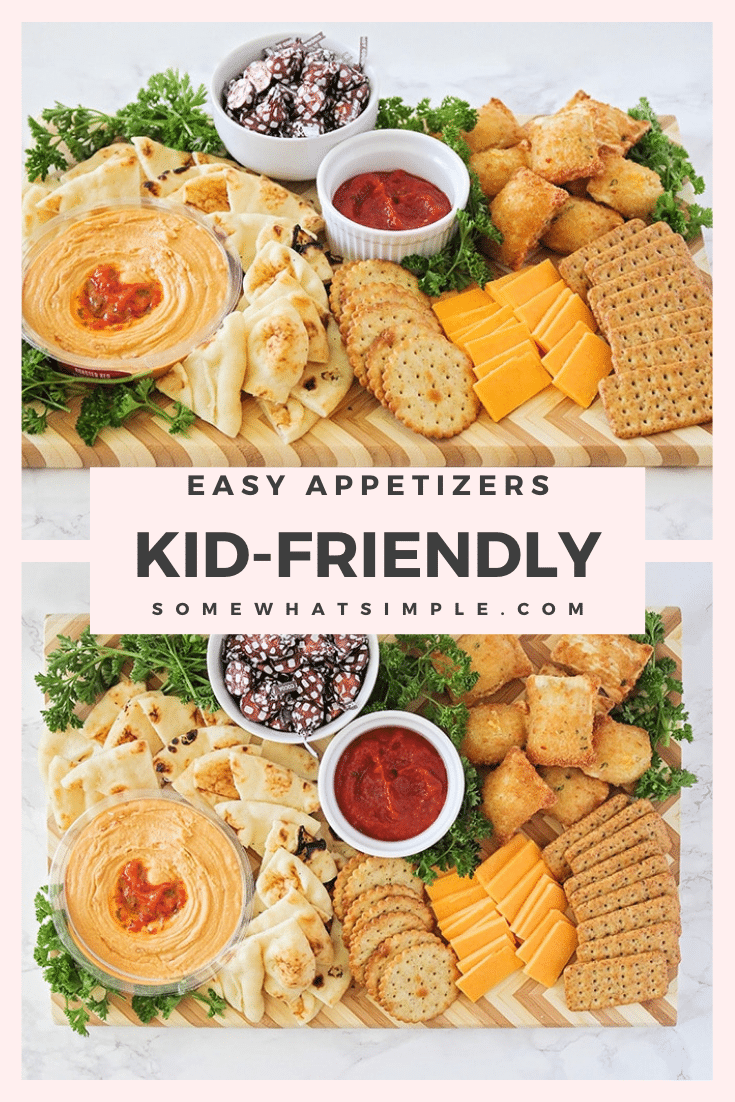 This delicious and easy to assemble appetizer board is packed full of the best appetizers for kids! These appetizers are perfect to serve during the holidays or for the big game. You're guaranteed to win over even the pickiest of eaters at your next party! via @somewhatsimple