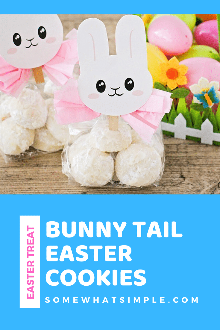 Bunny Tail Cookies are a delicious Easter treat that are incredibly easy to make and they use only 6 ingredients!  These cookies are a delicious treat to serve during the holiday and can also be an adorable Easter gift idea. #cookies #easterdessert #bunntailcookies #easycookies #eastertreats #eastergiftidea via @somewhatsimple