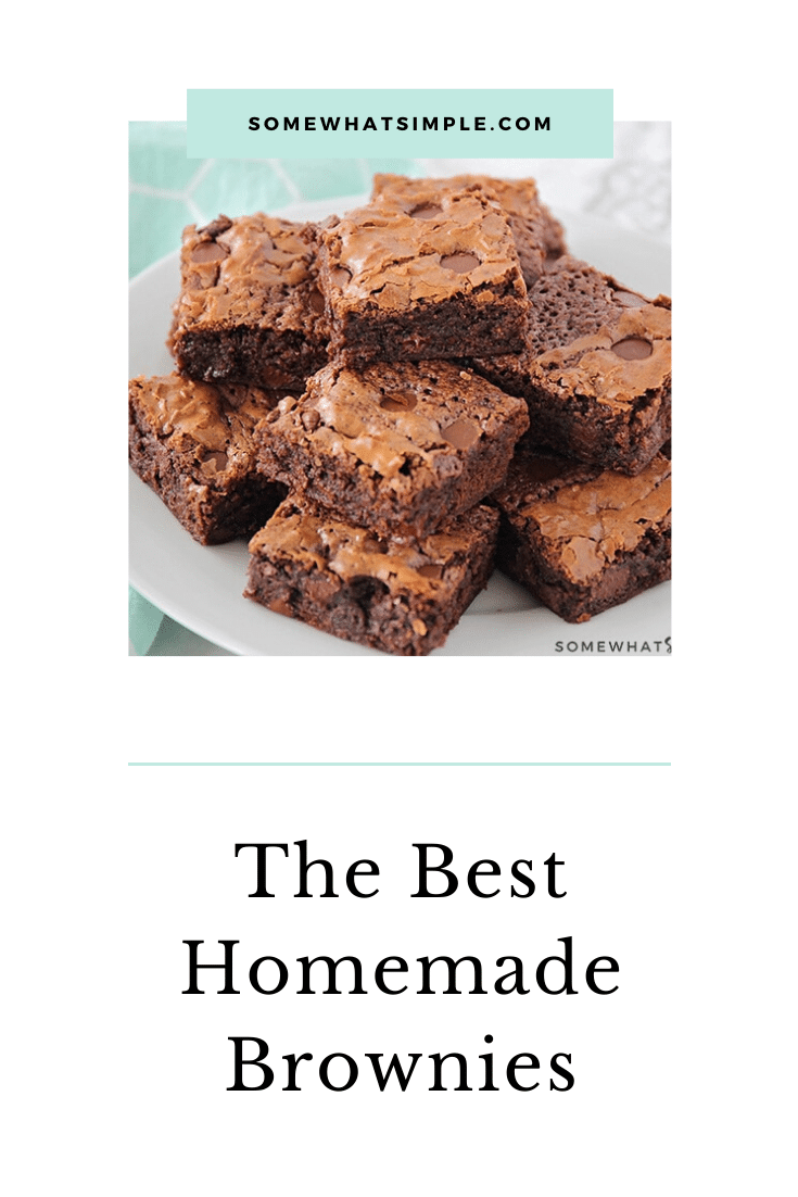 I spent several years in search of the best homemade brownie recipe. My search is over, this is it. These homemade brownies are not only decadent and delicious, they are also super simple to make!  #homemadebrowniesfromscratch #easyhomemadebrownies #brownierecipe #homemadebrowniesrecipe #easybrowniesfromscratch via @somewhatsimple