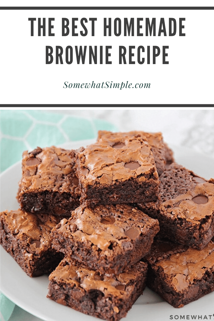 I spent several years in search of the best homemade brownie recipe. My search is over, this is it. These homemade brownies are not only decadent and delicious, they are also super simple to make!  #homemadebrowniesfromscratch #easyhomemadebrownies #brownierecipe #homemadebrowniesrecipe #easybrowniesfromscratch via @somewhatsimple