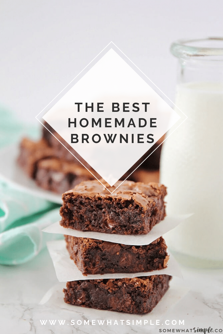 I spent several years in search of the best homemade brownie recipe. My search is over, this is it. These homemade brownies are not only decadent and delicious, they are also super simple to make!  #homemadebrowniesfromscratch #easyhomemadebrownies #brownierecipe #homemadebrowniesrecipe #easybrowniesfromscratch via @somewhatsimple