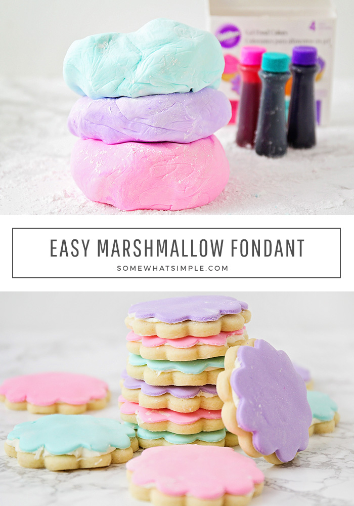 Marshmallow Fondant is delicious and easy to make. It is the perfect way to decorate cupcakes, cakes, and cookies like a professional! via @somewhatsimple