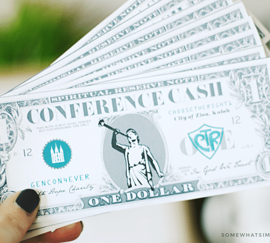 general conference activities - conference cash with free printable