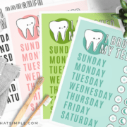 different colored pages from this tooth brushing chart free printable