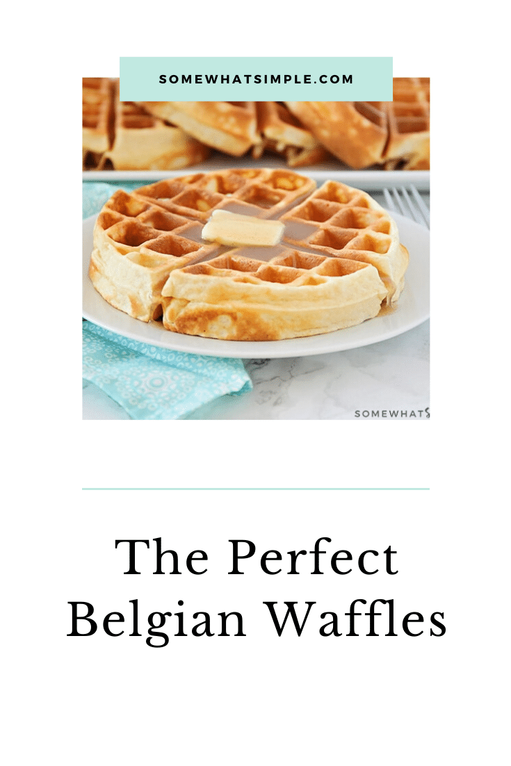 Homemade Belgian waffles are perfectly golden and crispy on the outside but the insides are soft, fluffy and amazingly delicious!  Made from scratch using a few simple ingredients, this waffle recipe is the best you'll find. #belgianwafflerecipe #homemadebelgianwaffles #bestbelgianwaffles #crispybelgianwaffles #easybelgianwafflerecipe via @somewhatsimple