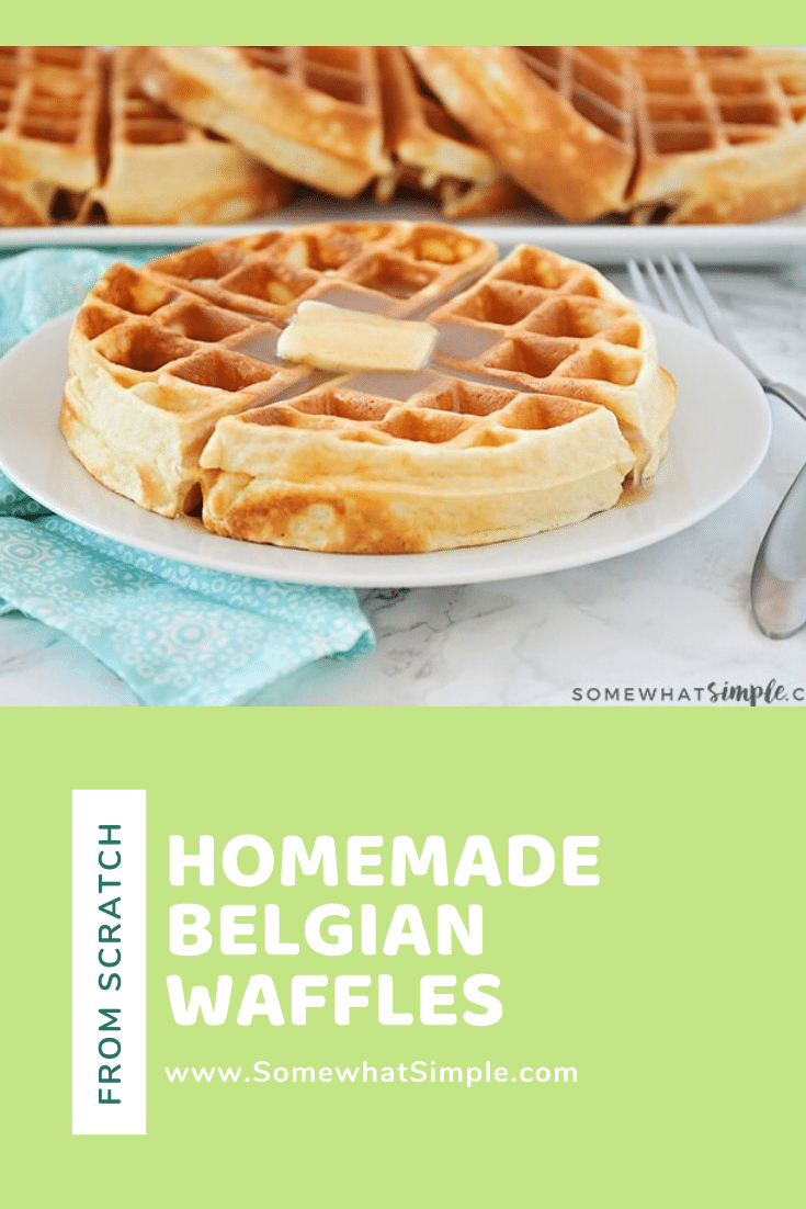 Made from scratch, this Easy Homemade Belgian Waffle recipe makes perfectly golden waffles that are crispy, fluffy, and delicious! via @somewhatsimple