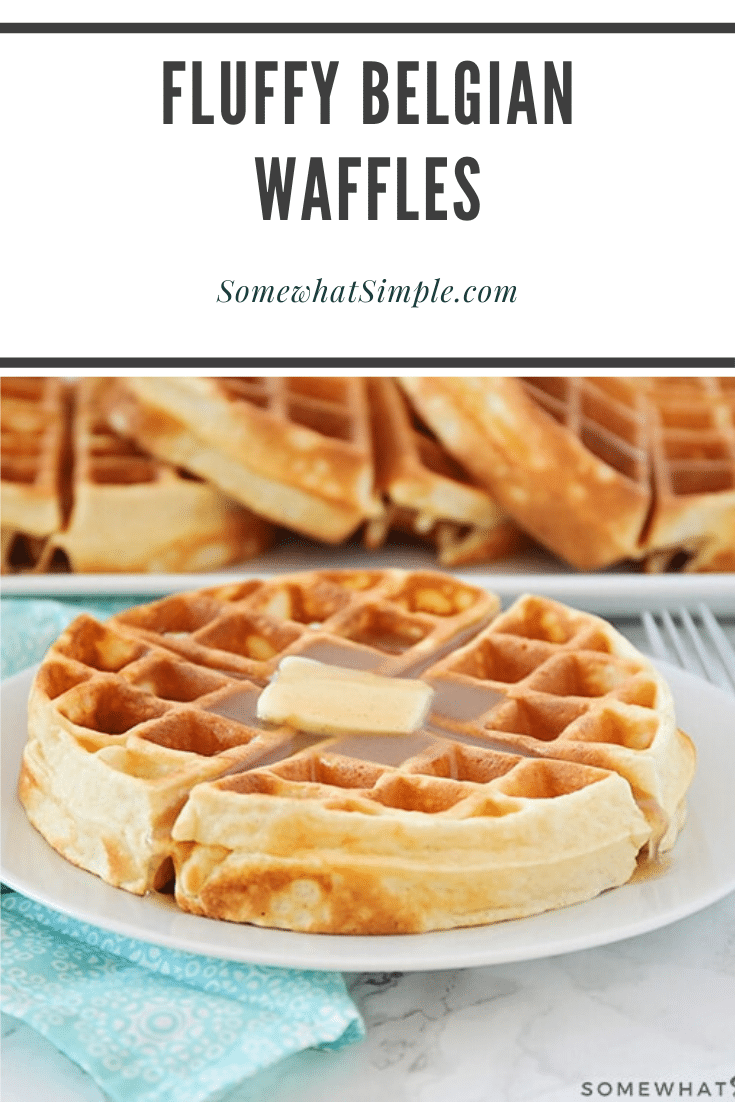 Made from scratch, this Easy Homemade Belgian Waffle recipe makes perfectly golden waffles that are crispy, fluffy, and delicious! via @somewhatsimple