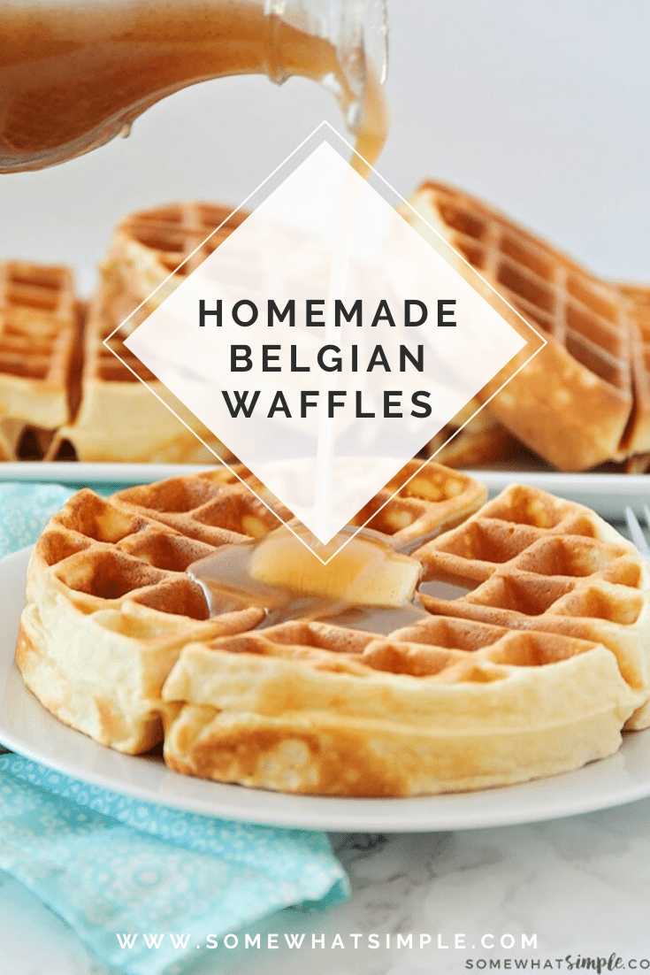 Made from scratch, this Easy Homemade Belgian Waffle recipe makes perfectly golden waffles that are crispy, fluffy, and delicious! via @somewhatsimple