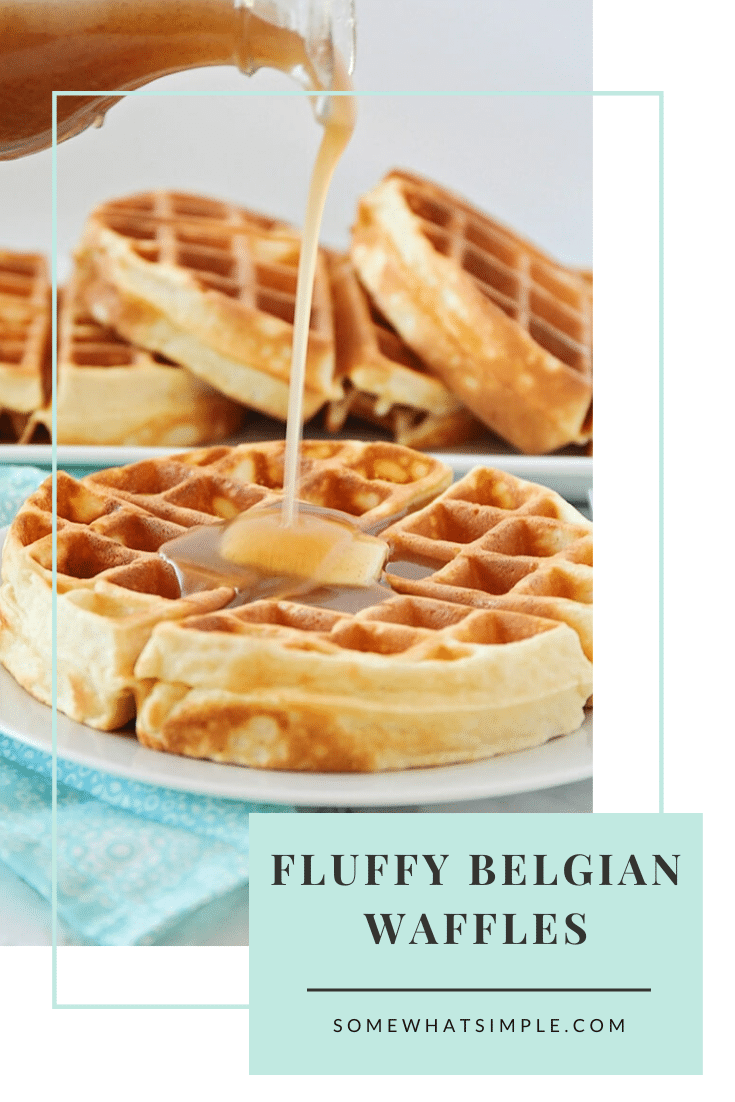 Made from scratch, this Easy Homemade Belgian Waffle recipe makes perfectly golden waffles that are crispy, fluffy, and delicious! via @somewhatsimple