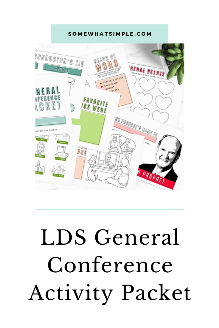 If you're looking for a fun way to keep your kids interested while watching General Conference, this packet is for you!!! Filled with fun games, activities and other ideas, your kids are guaranteed to love conference this year. Don't wait, grab your free printable now! #ldsconf #ldsgeneralconference #generalconferenceactivitypacket #freeprintable #generalconferenceactivitypacketfreeprintable via @somewhatsimple