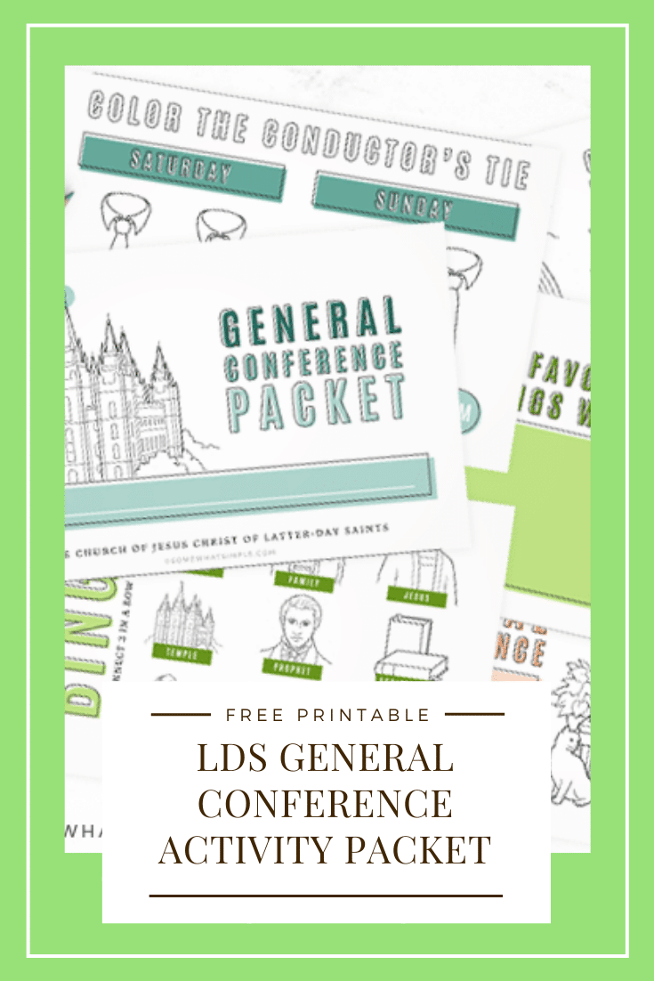 If you're looking for a fun way to keep your kids interested while watching General Conference, this packet is for you!!! Filled with fun games, activities and other ideas, your kids are guaranteed to love conference this year. Don't wait, grab your free printable now! #ldsconf #ldsgeneralconference #generalconferenceactivitypacket #freeprintable #generalconferenceactivitypacketfreeprintable via @somewhatsimple