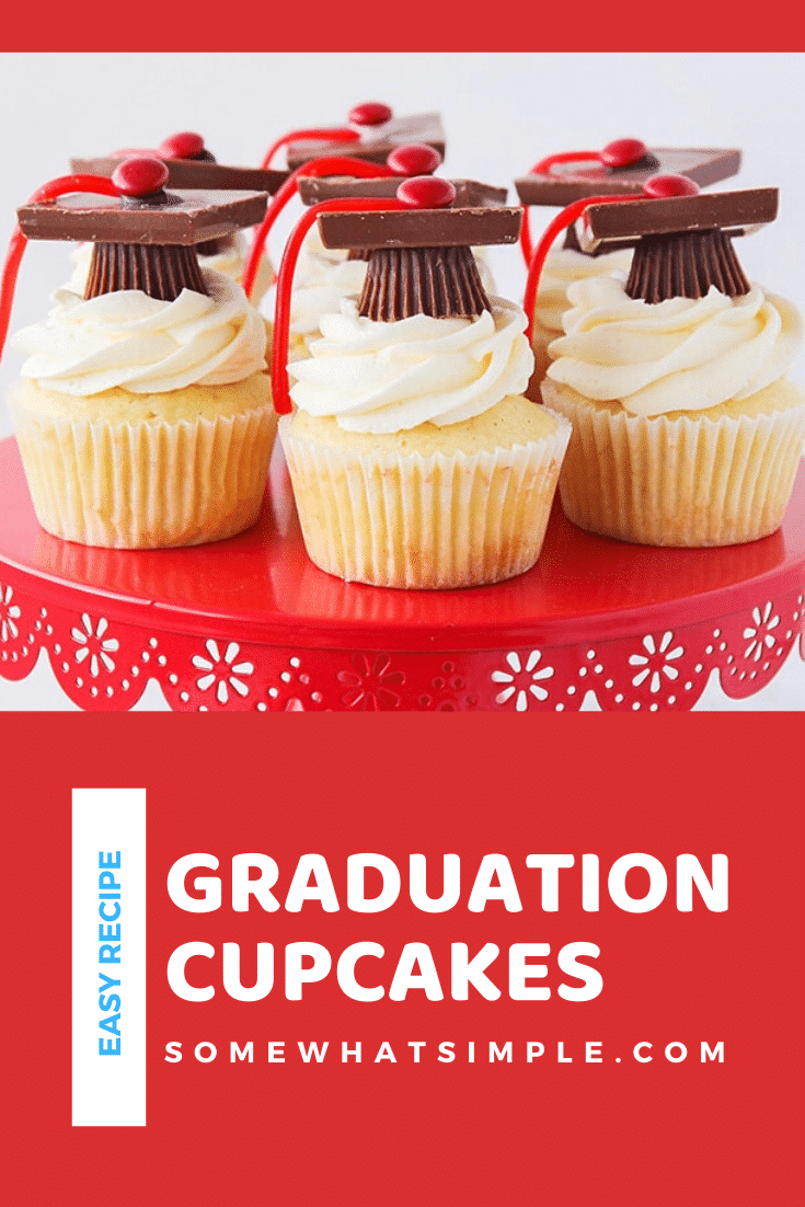 Whether you're celebrating your kindergarten, high school or college graduate, these easy graduation cupcakes are the perfect addition for your celebration! via @somewhatsimple