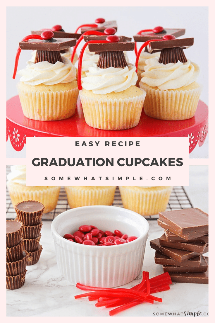 Whether you're celebrating your kindergarten, high school or college graduate, these easy graduation cupcakes are the perfect addition for your celebration! via @somewhatsimple