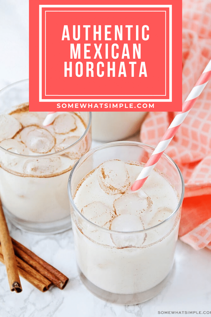 Here is a quick and easy horchata recipe that will show you how to make horchata in no time! Made from the delicious combination of milk, cinnamon and rice, this traditional Mexican drink is both creamy and refreshing. It's perfect for celebrating cinco de mayo or enjoying any day of the year! #easyhorchatarecipe #howtomakehorchata #mexicanhorchatarecipe #authentichorchatarecipe #horchatarecipe via @somewhatsimple
