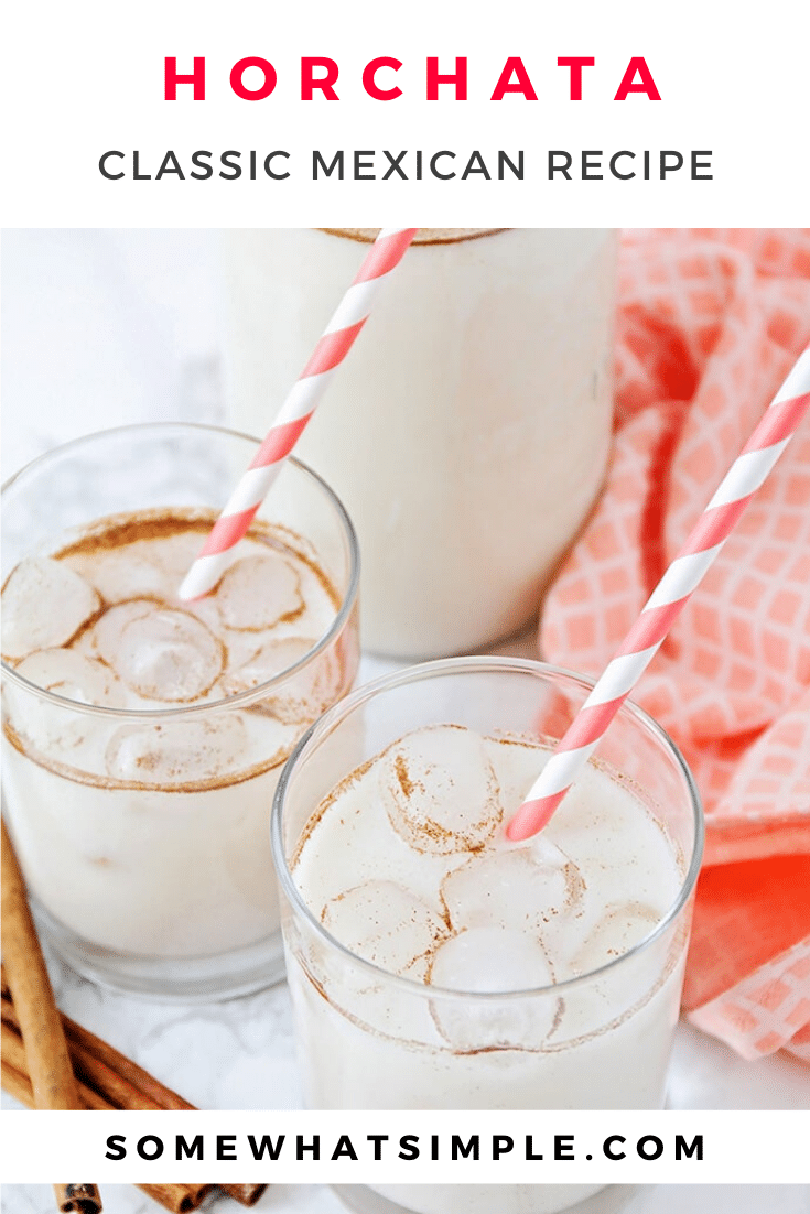 Here is a quick and easy horchata recipe that will show you how to make horchata in no time! Made from the delicious combination of milk, cinnamon and rice, this traditional Mexican drink is both creamy and refreshing. It's perfect for celebrating cinco de mayo or enjoying any day of the year! #easyhorchatarecipe #howtomakehorchata #mexicanhorchatarecipe #authentichorchatarecipe #horchatarecipe via @somewhatsimple