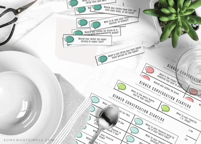 cut out strips of conversation starters