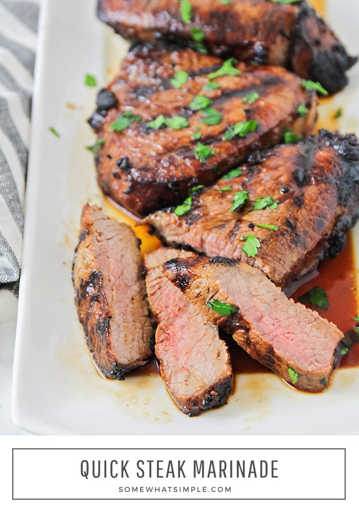 Made with just five simple ingredients, this quick and easy steak marinade can be used on any cut of meat. It's the perfect marinade for summer grilling! via @somewhatsimple