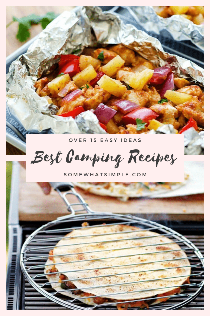 Take your camping game to the next level with our EASY camping food ideas! From breakfast to dinner to desserts, we have you covered. Your next camping trip is going to be filled with AMAZING food! With over 15 recipe ideas, you're guaranteed to find something you like! #campingfood #easycampingmeals #campingfoodideas #campingdinnerrecipeideas #bestcampingfood via @somewhatsimple