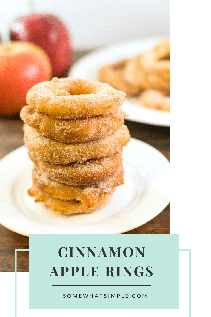 These cinnamon sugar fried apple rings are a delicious fall treat!  They are simple to make and your family will love them. They take only minutes to prepare and even less time to eat! This fried apple recipe is so good, you'll want to make them every day! via @somewhatsimple