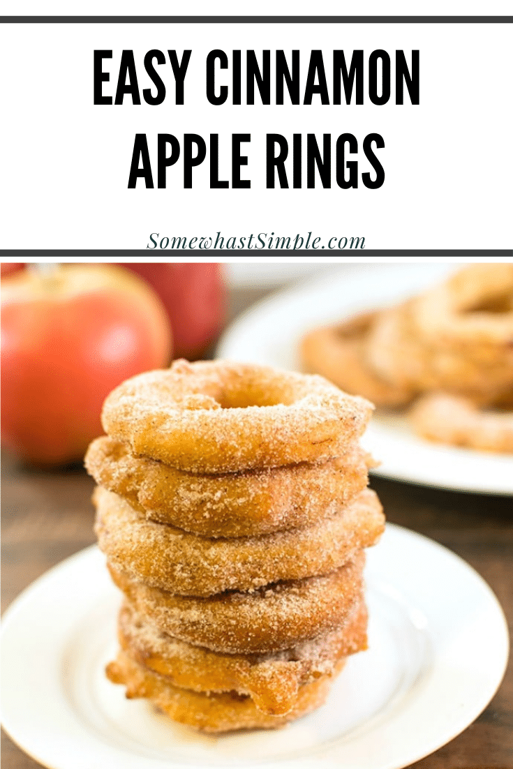 Fried apple rings are a festive fall treat made from fresh apples, cinnamon, and sugar. They're easy to make and taste delicious!  via @somewhatsimple