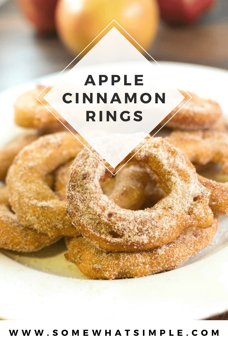 Fried apple rings are a festive fall treat made from fresh apples, cinnamon, and sugar. They're easy to make and taste delicious!  via @somewhatsimple