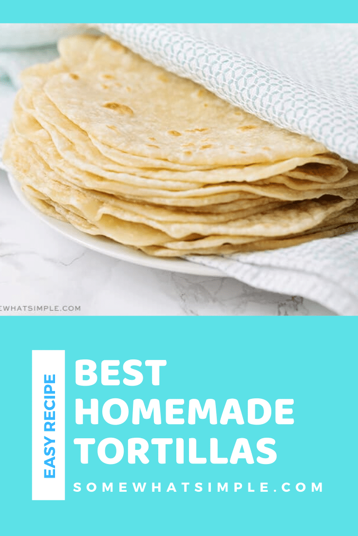 These homemade flour tortillas are soft, delicious and incredibly easy to make!  I love them because they can be used in so many of my favorite Mexican food recipes to add a little extra homemade touch. #howtomakeflourtortillas #homemadeflourtortillas #flourtortillasrecipe #howtomakehomemadetortillas #easyhomemadetortillas via @somewhatsimple